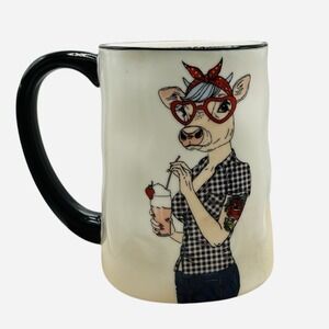 Hipster Animal Cow Coffee Mug By Signature Housewares 17.5 OZ Stoneware